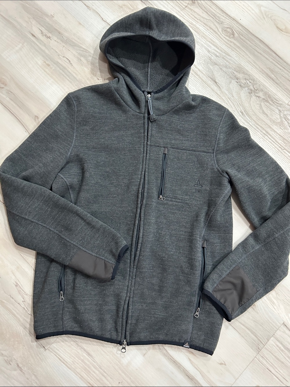Prana Men's Full-Zip Hooded Sweater Jacket - Dark Gray